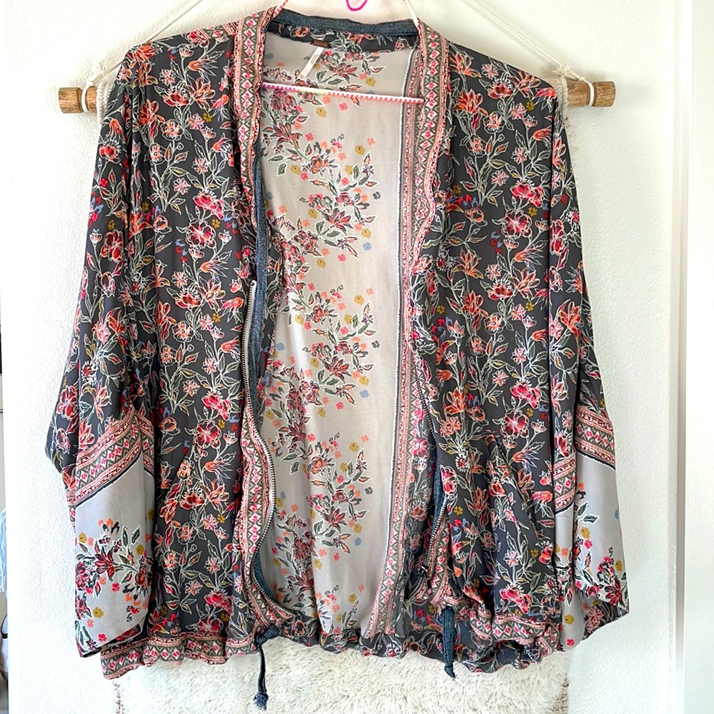 Free people mix print kimono jacket